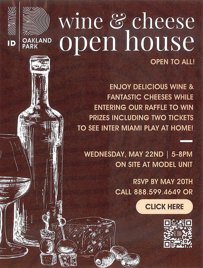 Wine & Cheese Open House May 22 5PM till 8PM