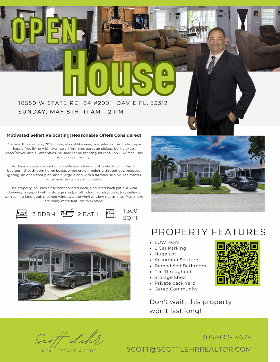 Open House This Sunday 11 AM till 2PM come join me in Davie Fl